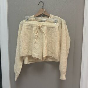 Anthropologie Cream Women's Sweater Set